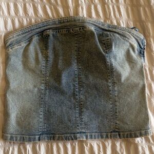 Silence Noise S Blue Denim‎ Tube Top Strapless Bustier Crop Stretch BRAND NEW